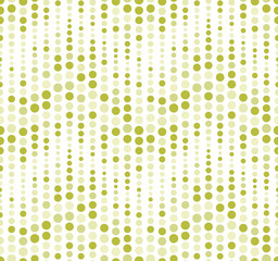 Seamless pattern. It consists of geometric elements having round shape, different size and color. On white background. Useful as design element for texture, pattern and artistic composition.