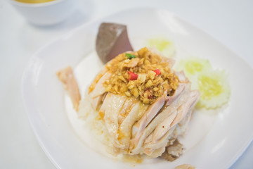 Steam Chicken with Rice, Thai food