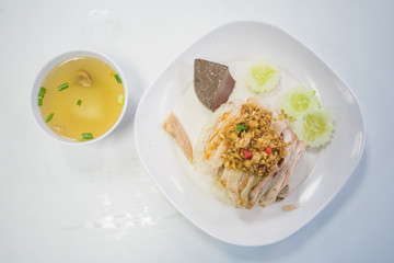 Steam Chicken with Rice, Thai food