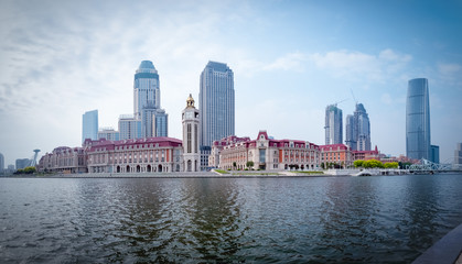 Fototapeta na wymiar tianjin cityscape of jinwan plaza panorama