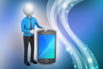 3d man showing the tablet computer