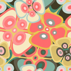 bright delicate flowers on red seamless pattern