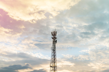 The beautiful sky with colorful fluffy clouds and The Antenna
