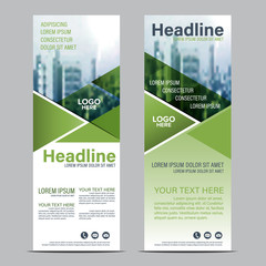 Greenery Roll up layout template mock up. flag flyer banner backdrop design. vector illustration background