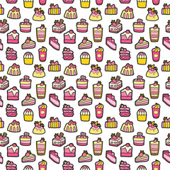 Seamless colorful sweets vector background.