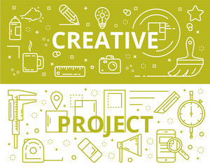 Vector Creative and Project concept thin line flat design banners