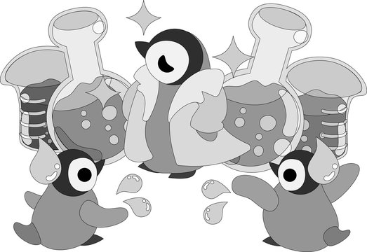 The pretty penguin babies which does the figure of the scientist