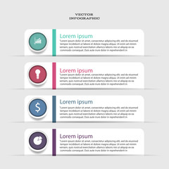 Modern infographics options template with paper sheets for 4 opt