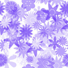 seamless blue water colours simple floral pattern eps10