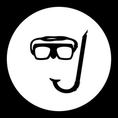 diving goggles and snorkel black simple icon eps10