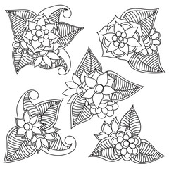Obraz premium Zentangle abstract flowers. Doodle flower. Vector illustration