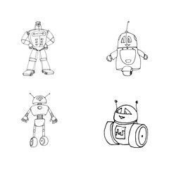 Robot doodles set.