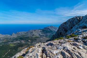 Beautiful panorama from the GR 221 Tramuntana mountains, Mallorca, Spain