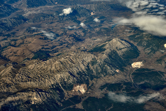 Mountain range view from the top. Photo from the plane. Turkey. 