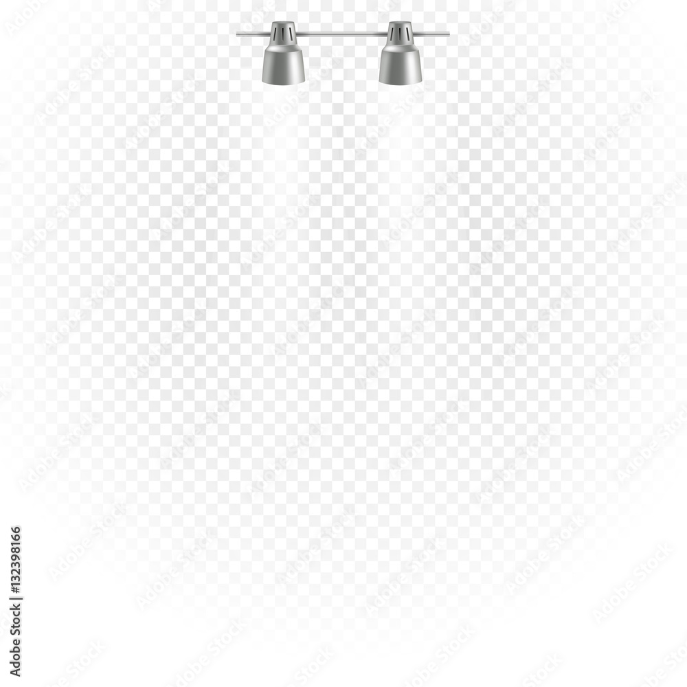 Poster Photorealistic bright stage with projectors. Spot lights isolate