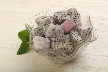 Sliced dragon fruit