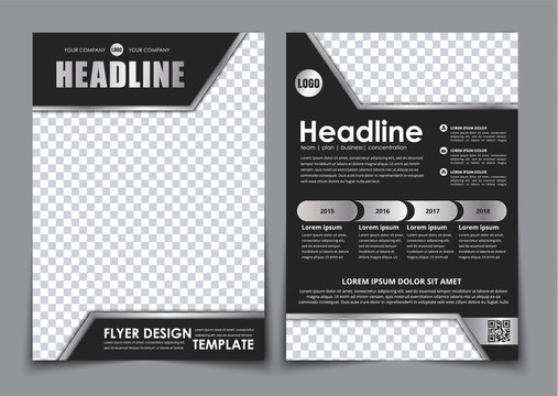 Template black A4 brochure with chrome elements