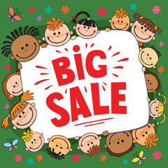 Fototapeta premium banner kid child Funny cartoon character. Vector illustration