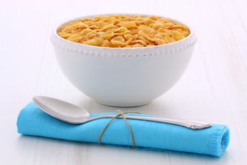 Healthy corn flakes breakfast