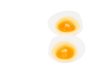 boiled egg on white