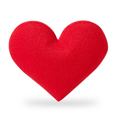 Red Heart Textile Isolated on white with clipping path
