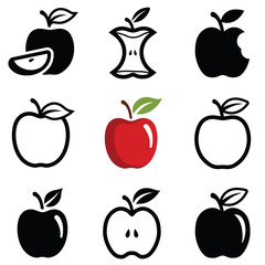 Apple icon collection - vector outline and silhouette - 132401164