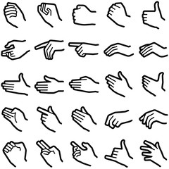 Hand icon collection - vector outline illustration 