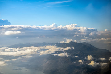 Sky and clouds from a plane over Montenegro 