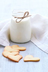 Fresh healthy milk and cookies.
