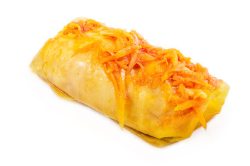 meat wrapped in a cabbage leaf