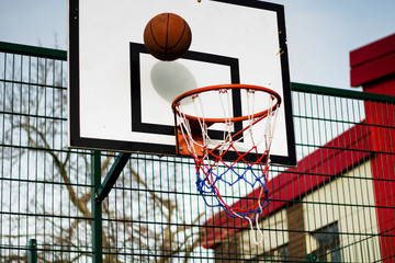 Basketball hoop in a school play area