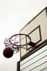 Basketball hoop in a school play area