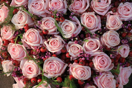 Pink roses wedding bouquet