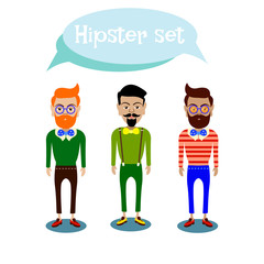 Hipster set. Flat design.