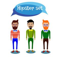 Hipster set. Flat design.