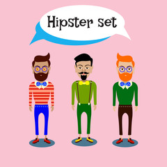 Hipster set. Flat design.