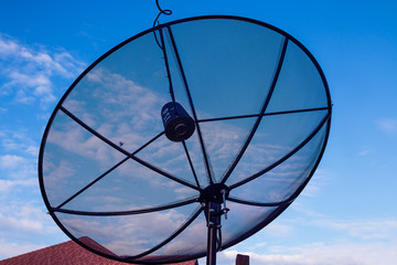 satellite dish with blue sky background