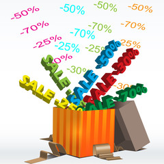 Sale Label Background with Gift Box. Vector illustration
