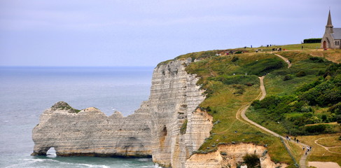 walking trails on Alabaster coast in Normandy, France 