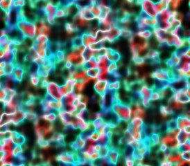 Abstract seamless background in bright electric lines, spots, holes and points of red, blue, black and green fantasy