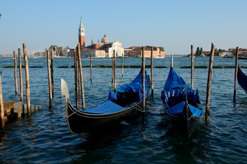Gondolas in Venice in Italy