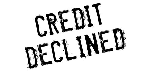 Credit Declined rubber stamp. Grunge design with dust scratches. Effects can be easily removed for a clean, crisp look. Color is easily changed.