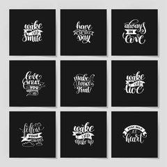 set of handwritten lettering positive quote about life