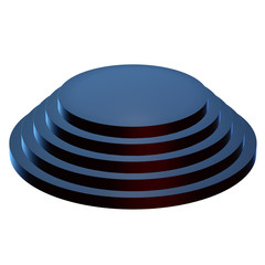 Round stage black podium for award ceremony. 3D render illustration pedestal isolated on white background