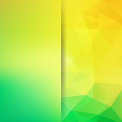Background of geometric shapes. Blur background with glass. Yellow, green mosaic pattern. Vector EPS 10. Vector illustration