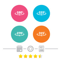 Angle degrees icons. Geometry math signs.