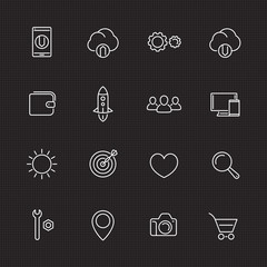 Thin line web icons set for websites and apps, vector illustration