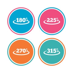 Angle degrees icons. Geometry math signs.