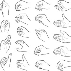 Hand collection - vector line illustration - 132411159