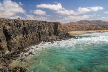 Fototapeta na wymiar The beautiful rocky coast of El Cotillo, island of Fuerteventura, Canary Islands, Spain